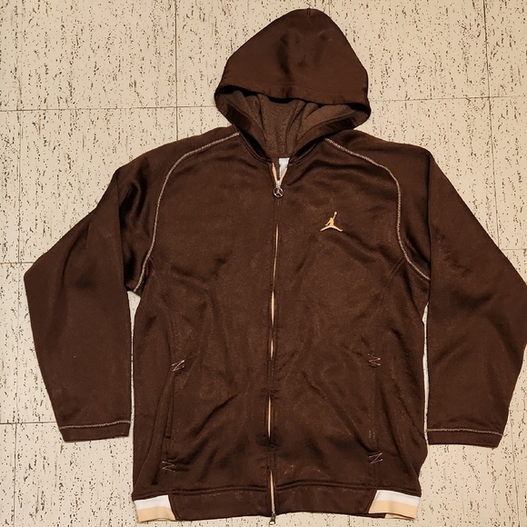 Jordan Other - Air Jordan Embroidered Jumpman Logo Full Zip Sweater Vintage Y2K Brown And Gold